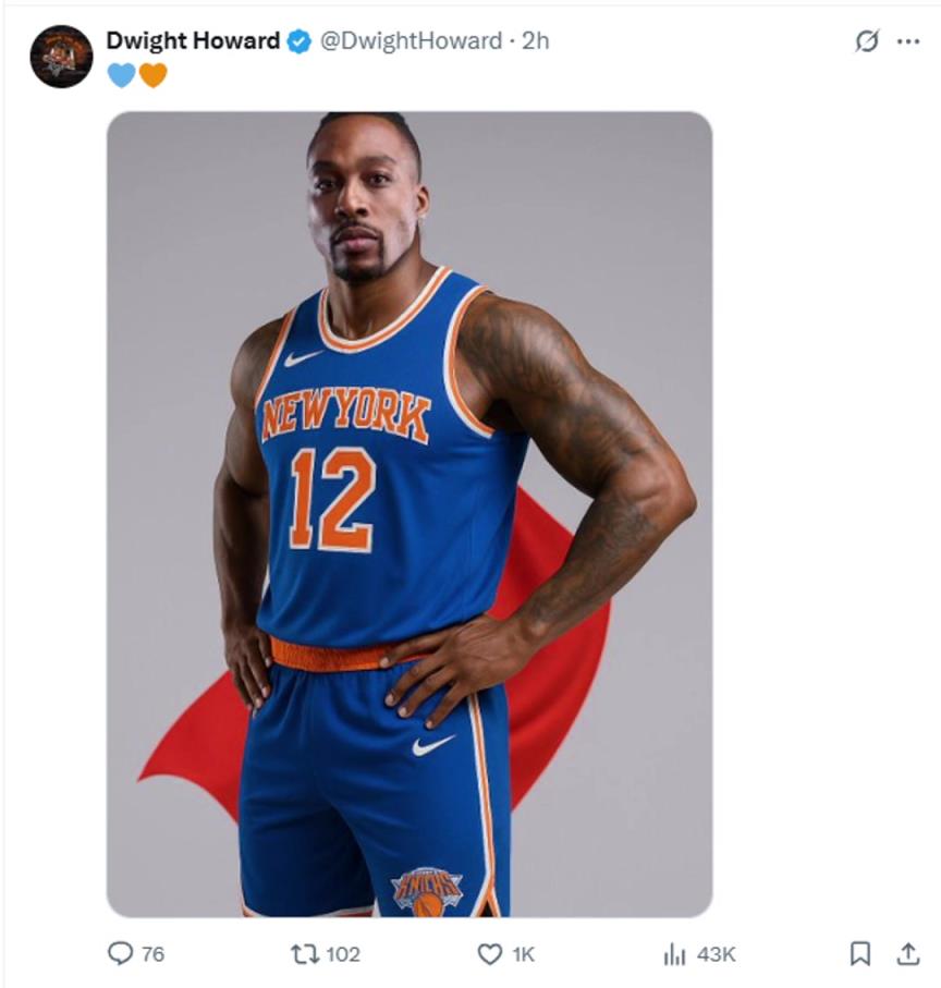 難道說？尼克斯步行者G4賽后 霍華德發推身披尼克斯戰袍